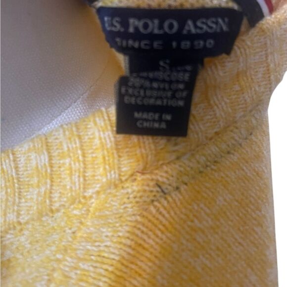 US. POLO ASSN. MARLED CREW NECK SWEATER YELLOW EMBROIDERED LOGO SIZE SMALL NEW - Picture 10 of 16